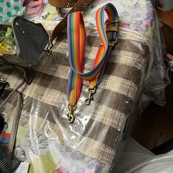 Coach Pride Multicolor Bag Strap with Gold Accents - Picture 5 of 5